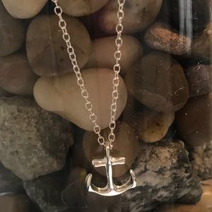 Dainty Anchor Pendant Necklace - Silver Plated